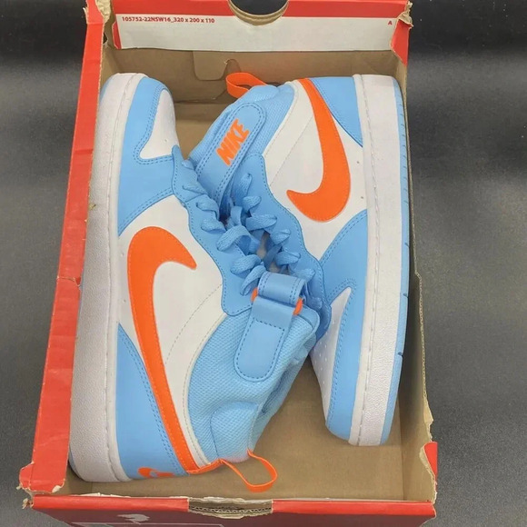 Nike Court Burough Mid 2 BG HF4791 407 NEW 7Y aquarius blue total orange - Picture 9 of 10
